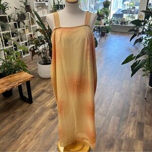 Sleeveless Orange and Cream Embellished Dress